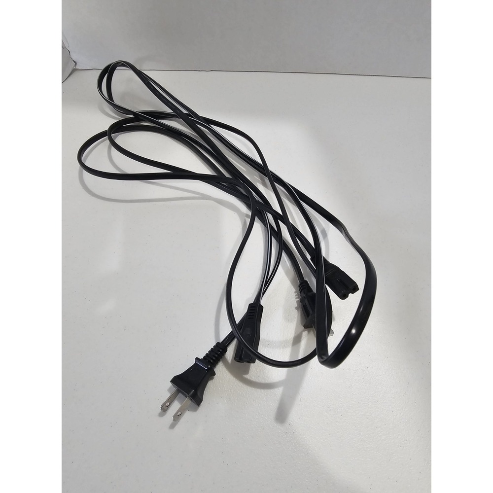 Two 2-Prong Power Cord Figure 8 AC Cable IEC C7 Replacement 6ft Black